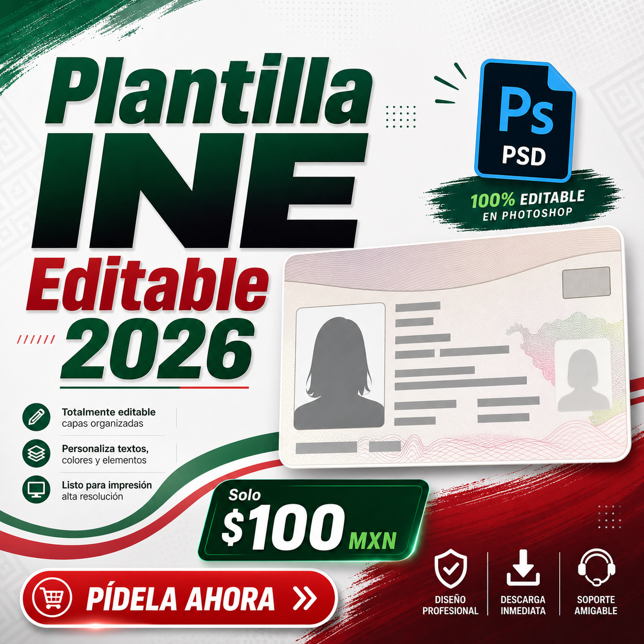 INE Editable 2026: Plantillas PSD de Alta Calidad