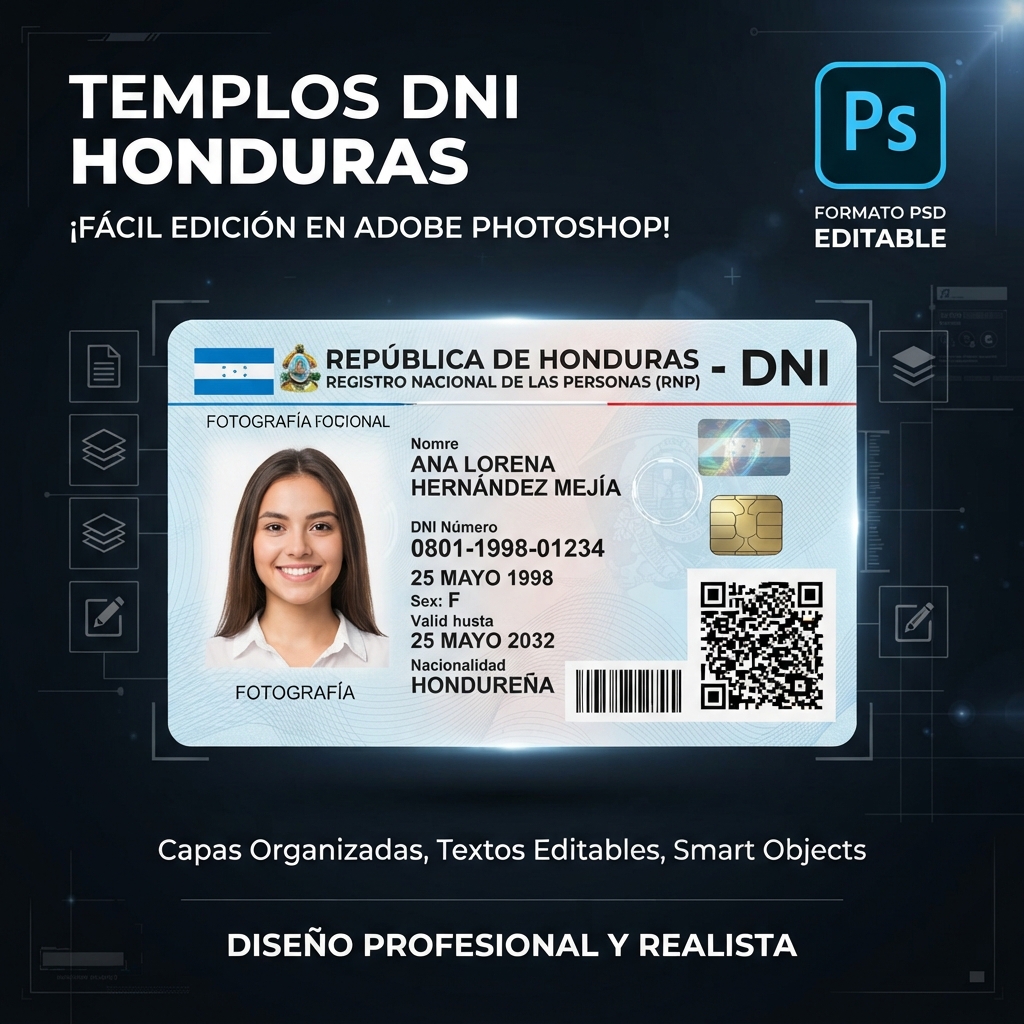 Plantilla DNI Honduras: Diseño Profesional en PSD
