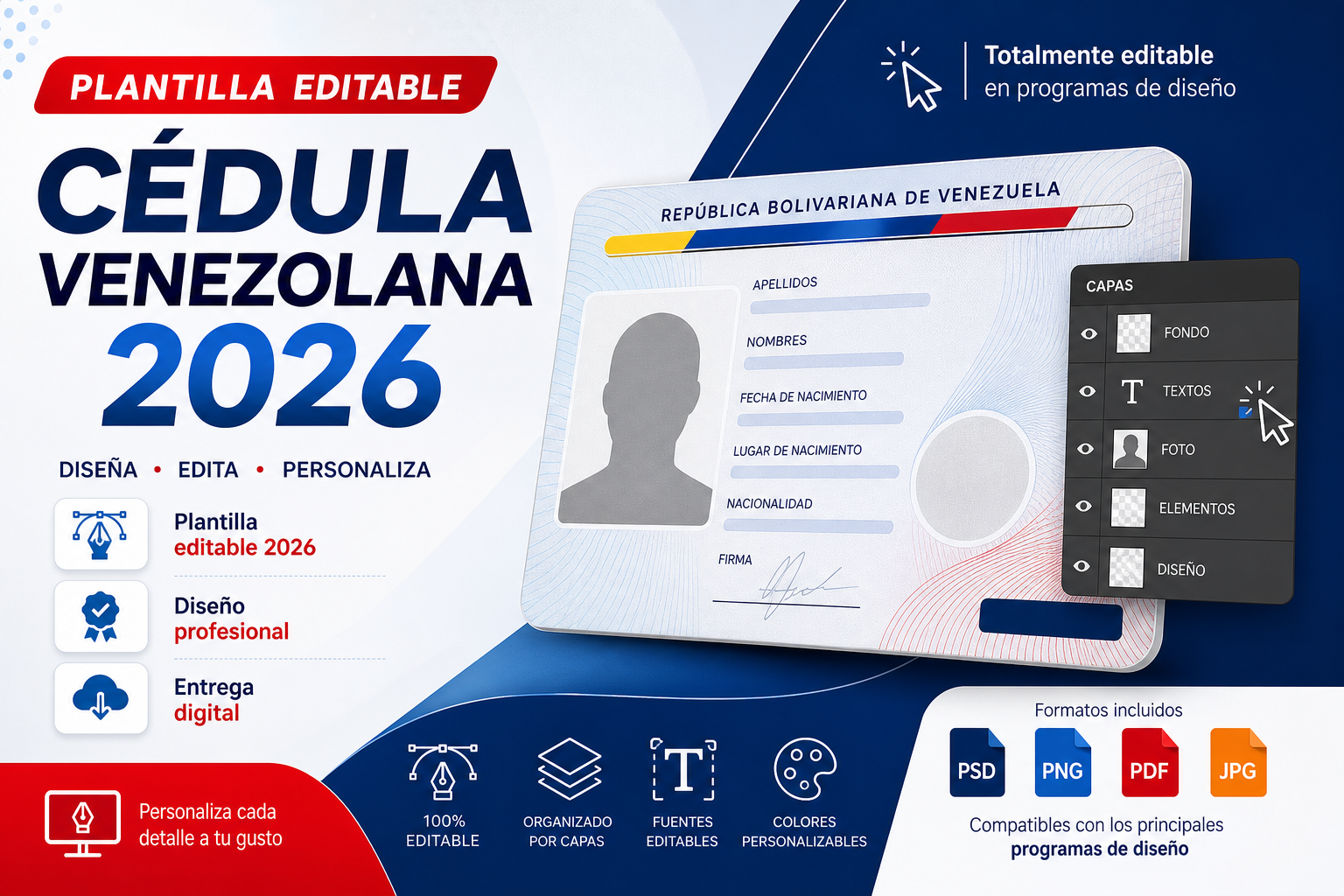 Plantilla Cédula de Venezuela 2026: Diseños PSD Profesionales